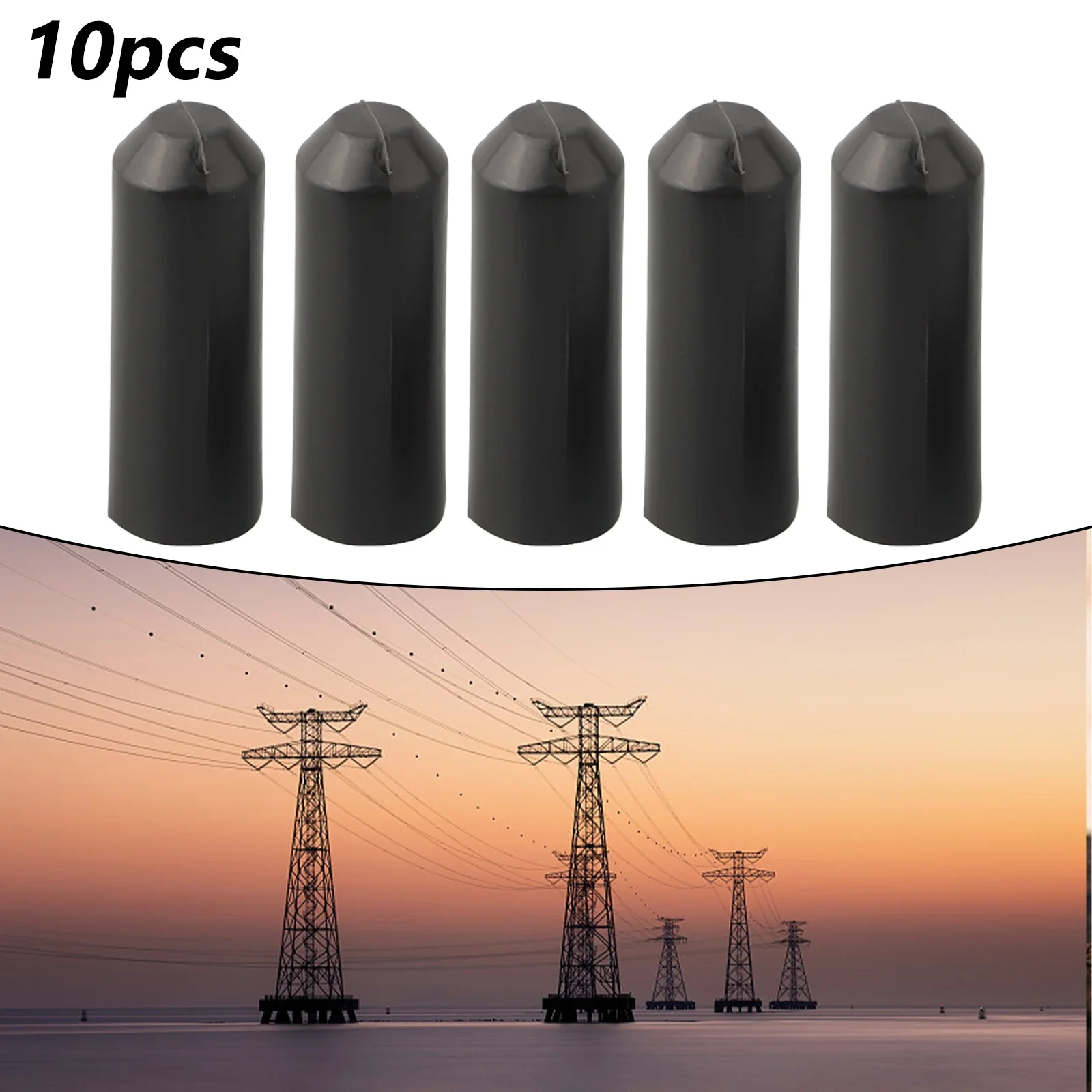 Description Picture 2 of item10pcs Warm Shrink End Cap Heat Shrink Cap Waterproof Protection  PE Insulated Wrap Wire Protect Cover Bottom Cable Sleeve Tool