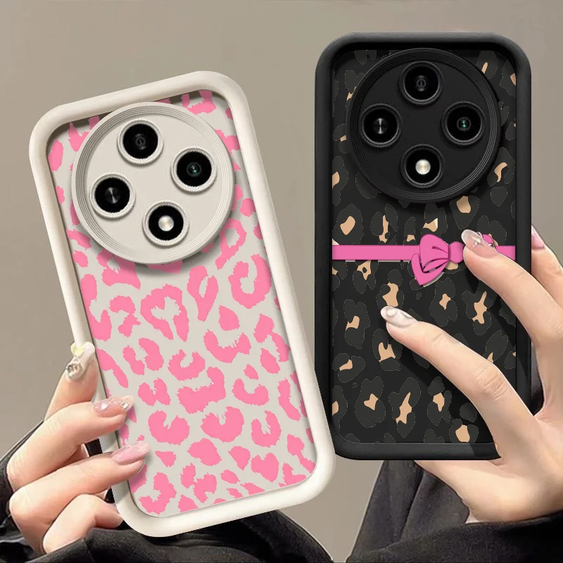 Elegant Full Screen Pink Leopard Print Phone Case - Soft Silicone Cover