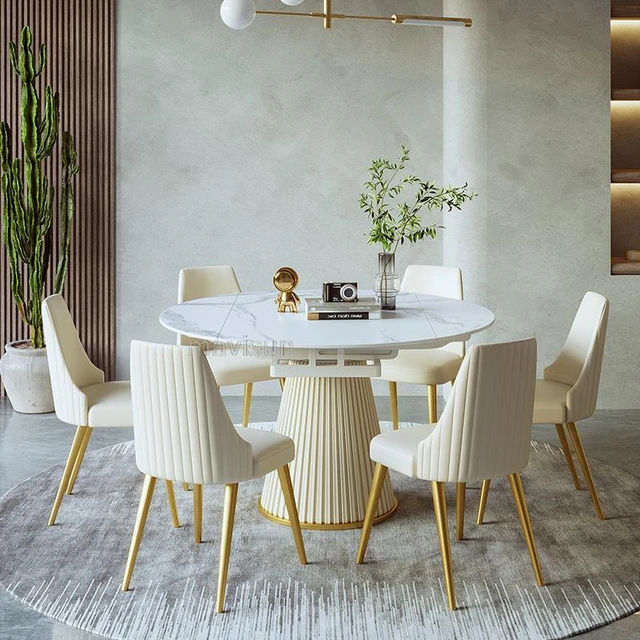 Living Room Dining Table Set Folding Table Solid Wood Round Table Home  Furniture Diameter 120cm 1 Table 6 Chairs Set - Dining Chairs - AliExpress