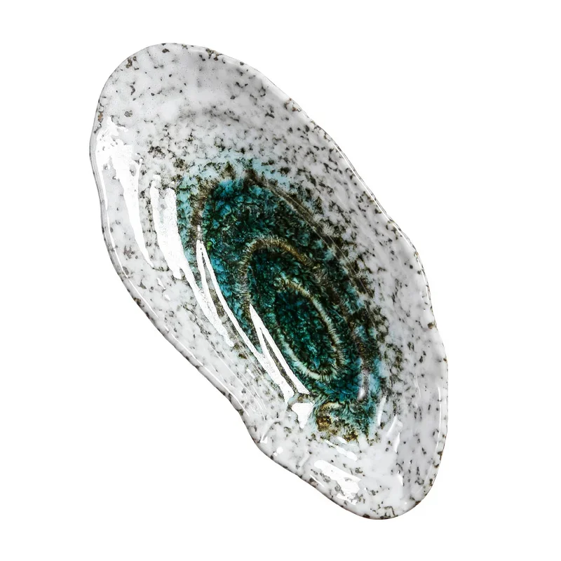 Ceramic Irregular Oyster Plate Dessert Plate Sushi Decorative Seasoning Bowl Spice Kitchen Tableware Gazpacho