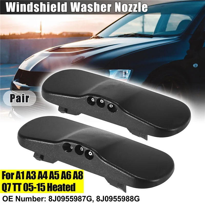 2-Pack Heated Windshield Washer Spray Nozzles For Audi A4 A6 A8 Q3 Q5 Q7 TT – Front Left & Right