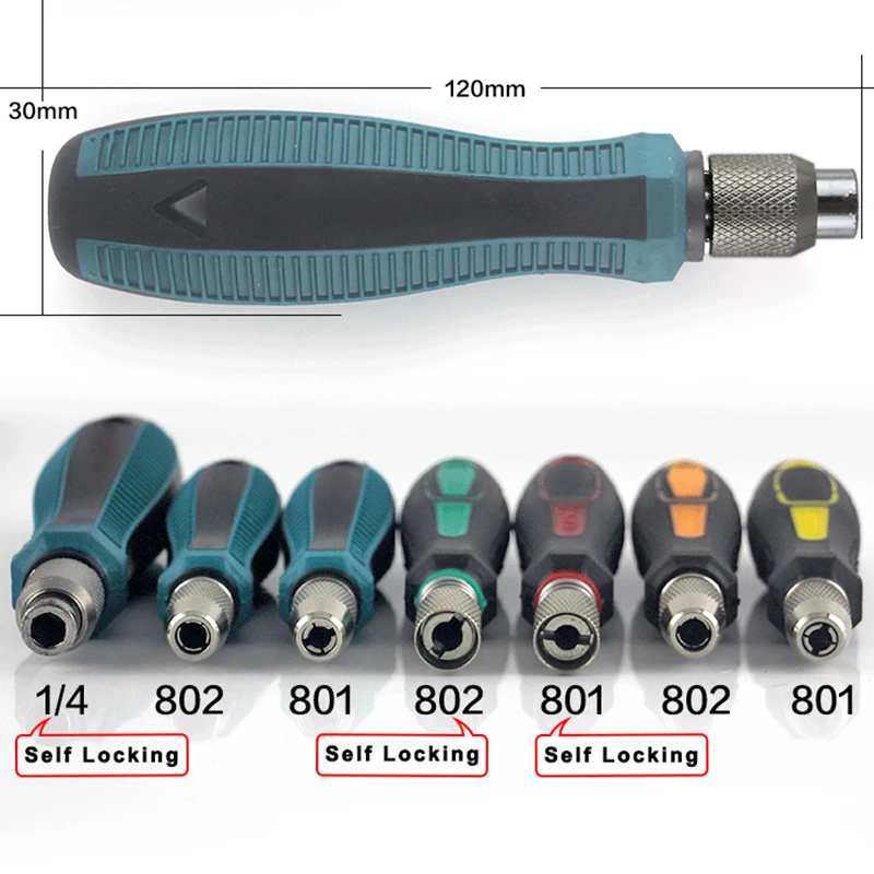 801/802 1/4" Screwdriver Bit Handle PP+PVC - Fits 5MM 6MM 1/4(6.35mm) Bits, For Round Screwdrivers, Threaded/Self-Locking