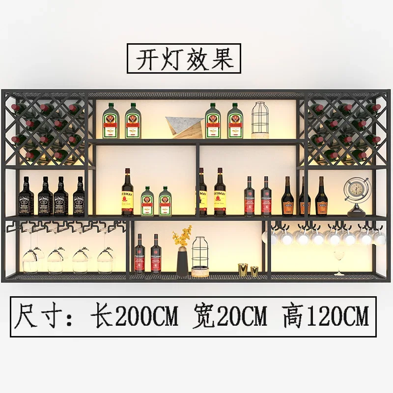 

Customized bar wine rack, wall mounted and hanging wine cabinet, wall mounted iron storage rack, restaurant background r