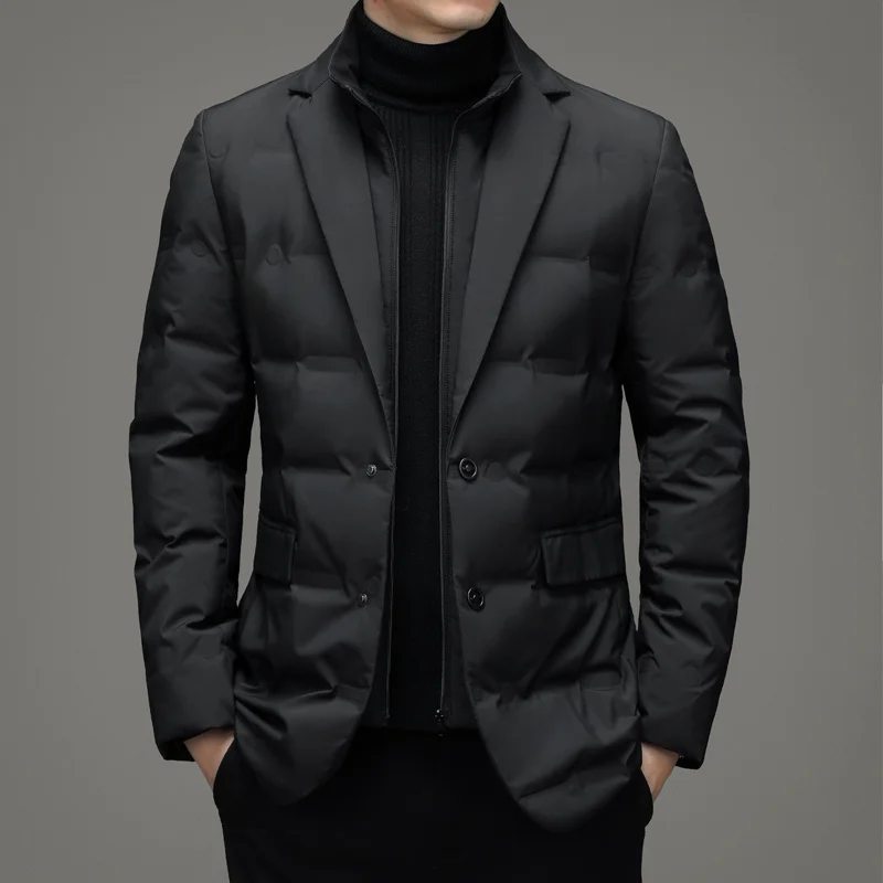 New Arrivals Men's Business Casual Suit Down Jacket Top Grade Luxury 90% White Duck Down Ultralight Quilted Men Coat