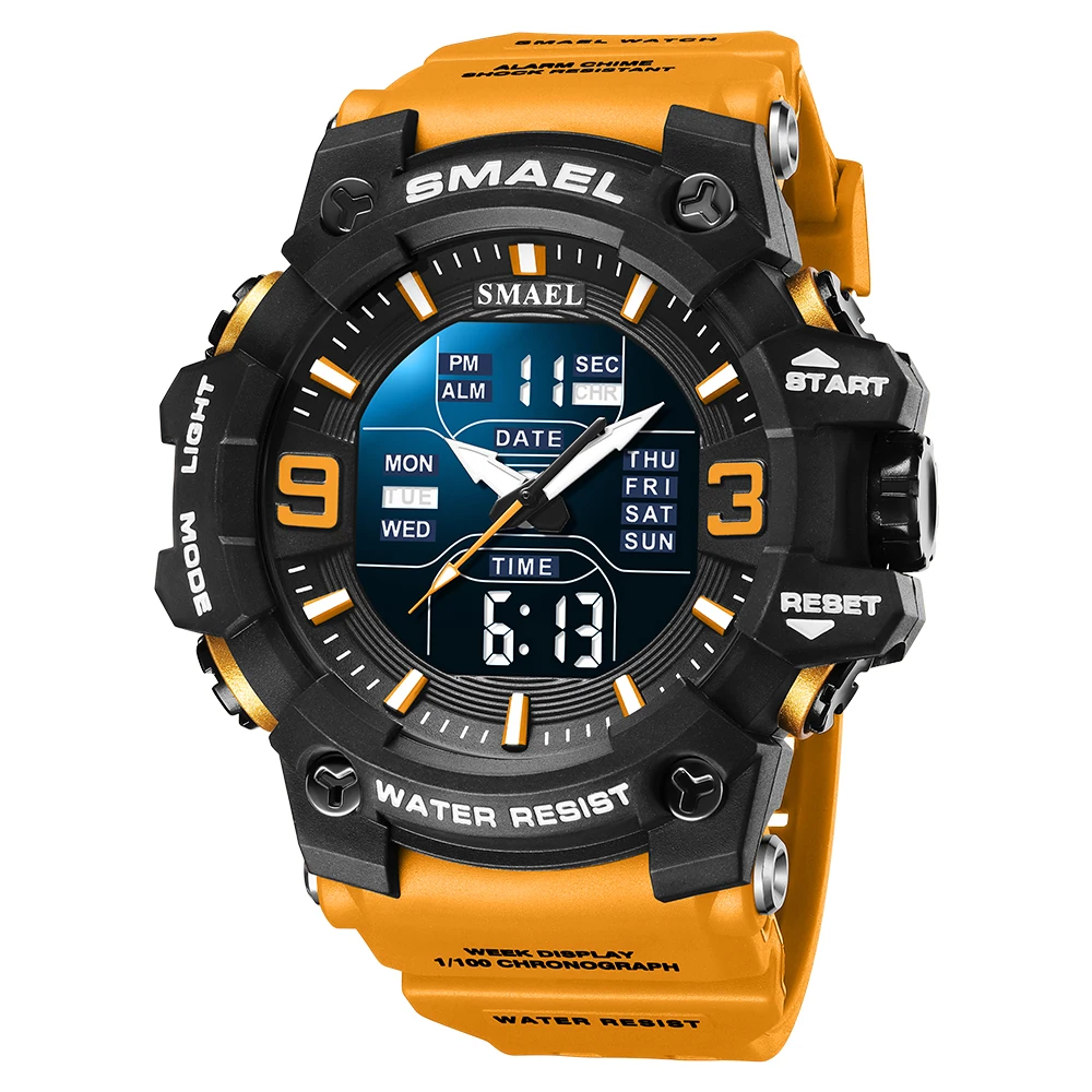 Rugged Men's Sport Waterproof Digital Watch with Alarm and Dual-Time Features