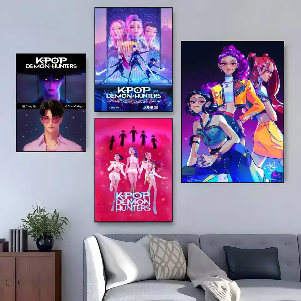 KPop Demon Poster Hunters Movie Collage Musical Fantasy Für Zimmer, Ästhetische Leinwand-Wandkunst, Schlafzimmer-Dekor Poster 12x18inch(30x45cm