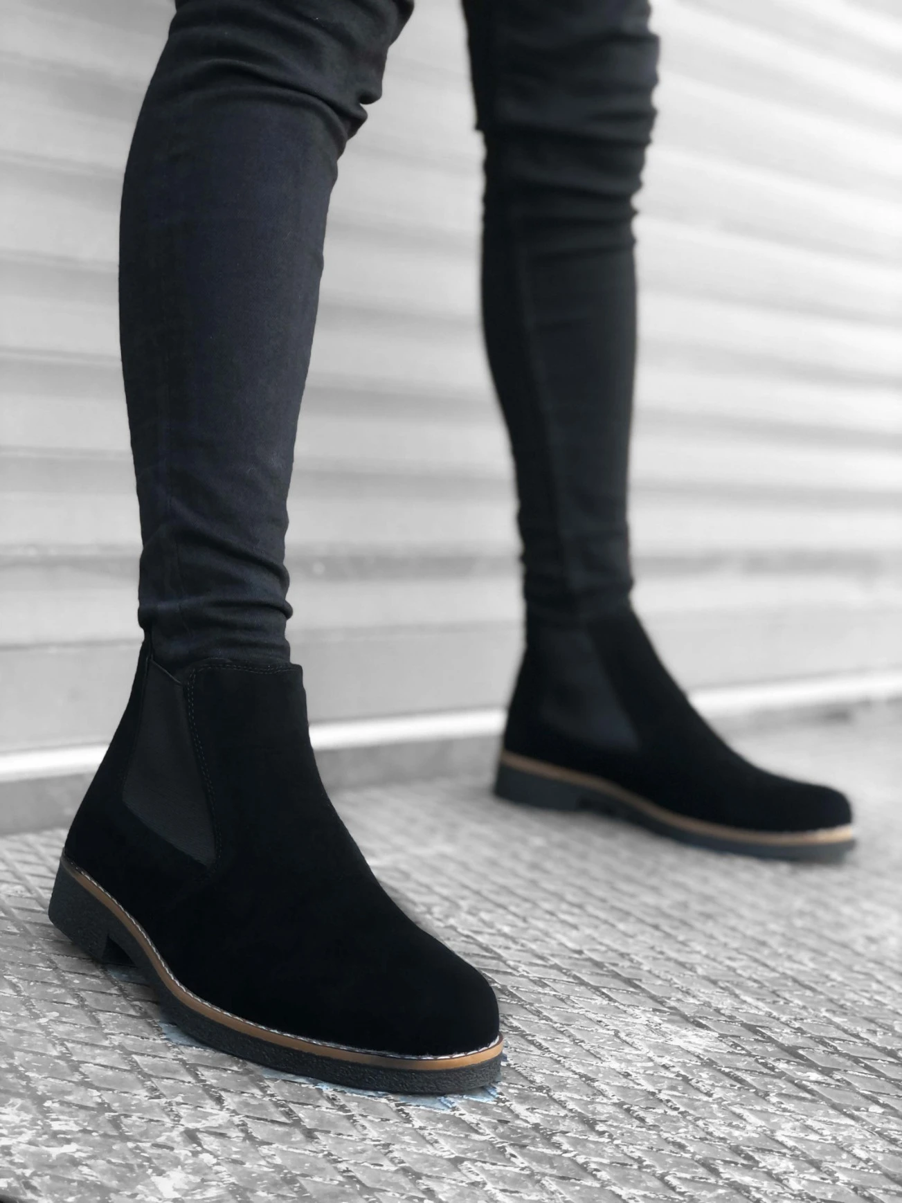 BA0058 Chelsea bota media tobillera para hombre, ante, negro|Zapatillas para caminar| - AliExpress