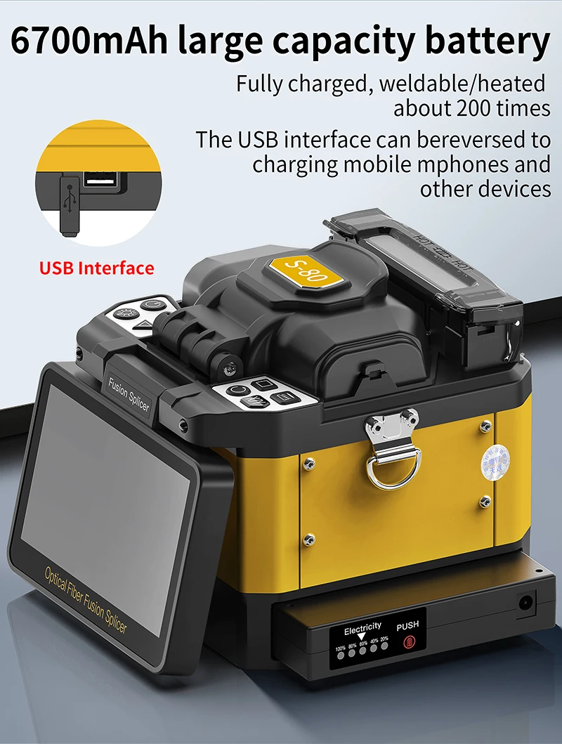 S-80/A-80F/A-10 Fiber Optic Fusion Splicer 6 Motors SM/MM Optical Fiber Core Hea