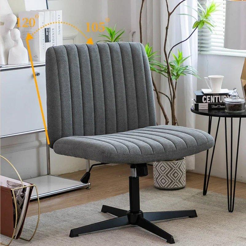 GQWUDILE Sedia da scrivania con gambe incrociate e senza ruote Comoda sedia girevole a 360° con funzione di inclinazione dello schienale, sedia da scrivania imbottita, sedia per personale in pelle