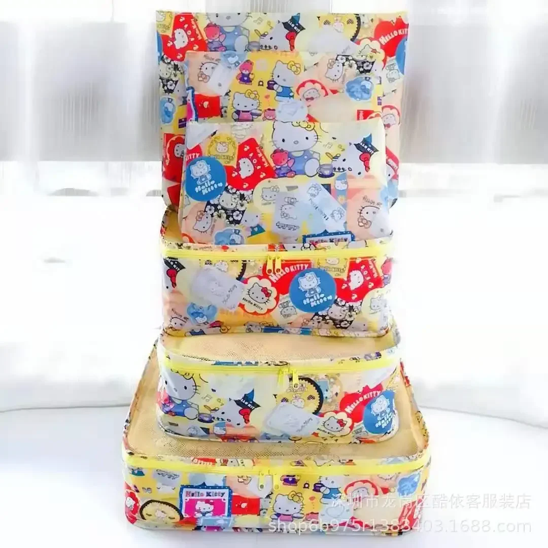 6PCS Sanrio hello kitty Cartoon handbag Travel Tote Bag Packing and Organizing Bag My Melody Cinnamon Dog Storage Bag 4