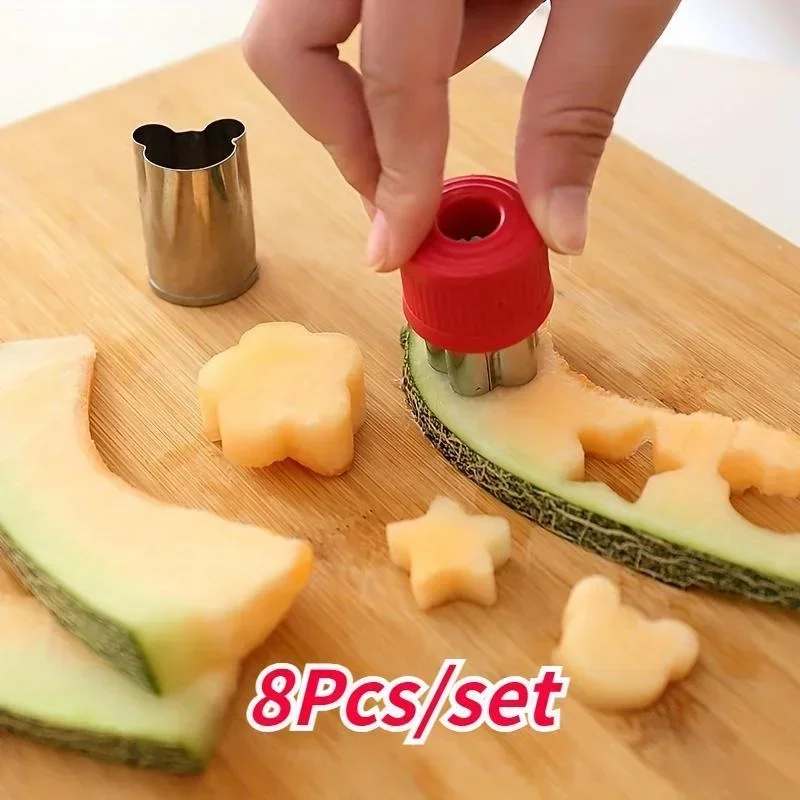 8Pcs/set Cartoon Animals Flowers Cookie Cutters Fruit Stamps Molds Baking Tools Kitchen Gadgets