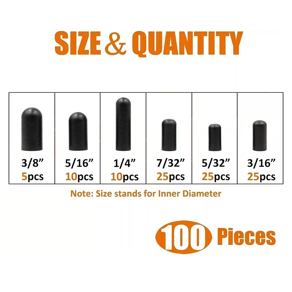 CARBURETOR & VACUUM RUBBER CAP PLUG ASSORTMENT KIT INTAKE VACUUM LINES 3/16"(25pcs) 5/32"(25pcs) 7/32"(25pcs) 1/4"(1 100 PCS