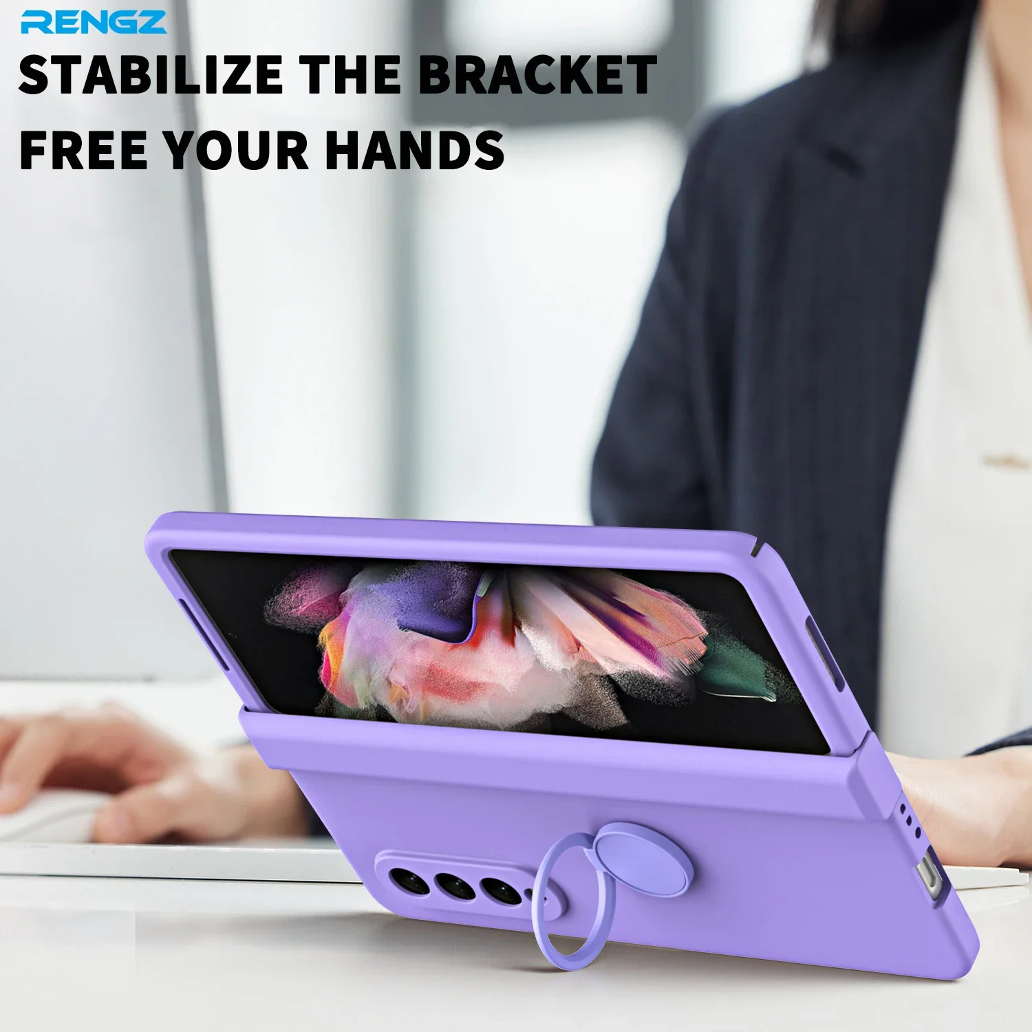 2024 Hot Macaron Case For Samsung Galaxy Z Fold 5 4 3 2 5G Case Magnet Bracket Housing Hinge Protective With Tempered Film Cover