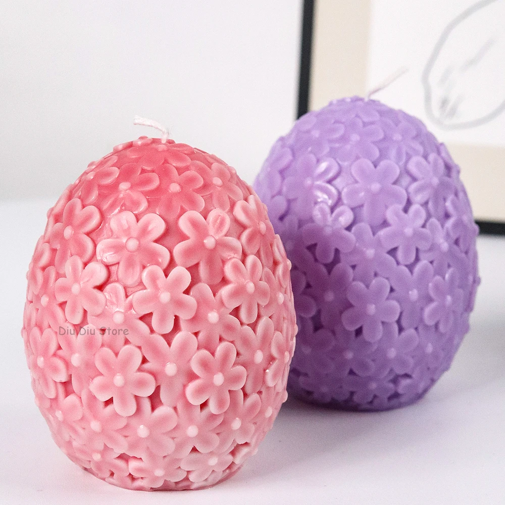 Carving Flower Egg Candle Silicone Mold DIY Catharanthus Ball Making Kit
