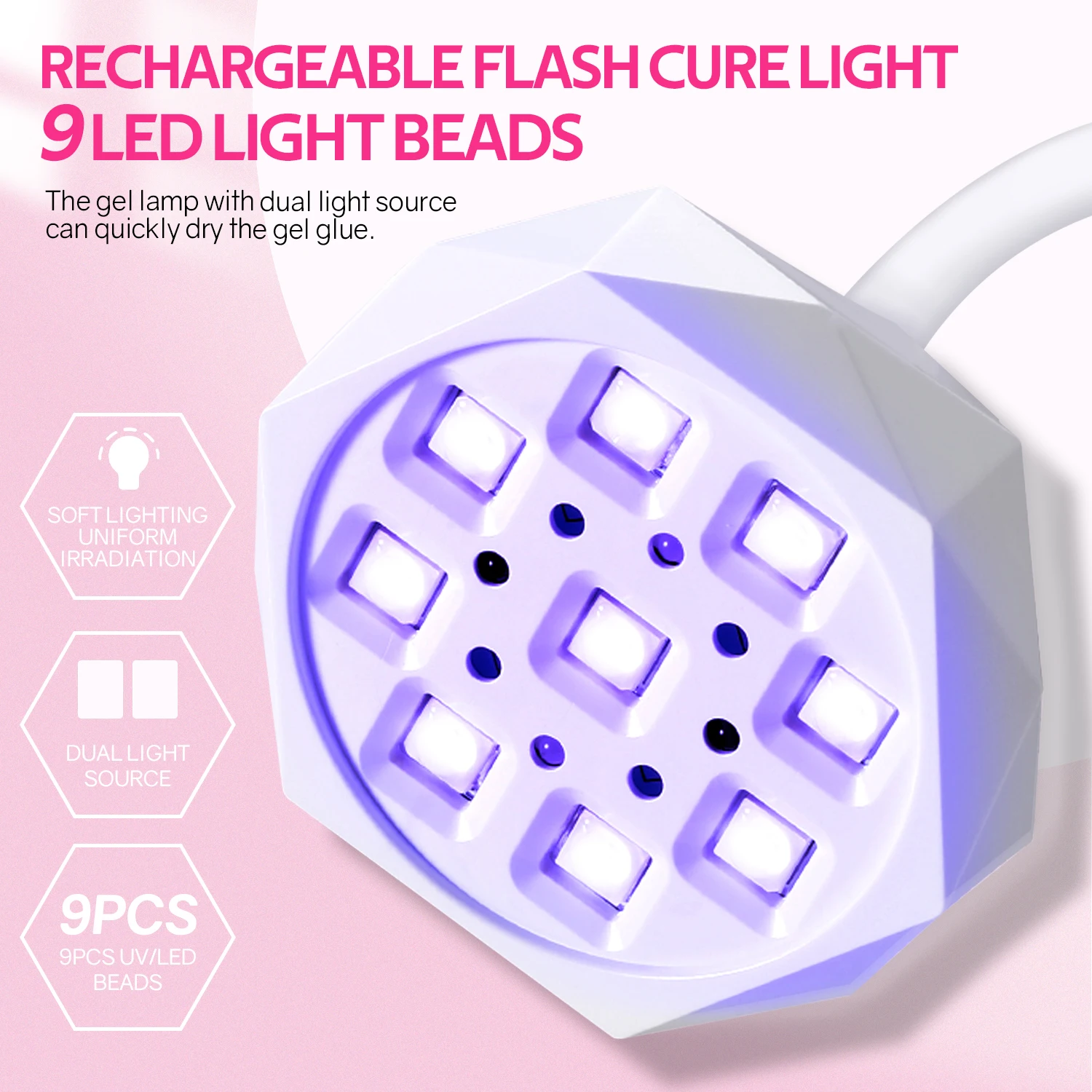 DinaBeauty 충전식 네일 UV LED 램프, 네일 건조기, 360 ° 구부릴 수 있는 빠른 건조 네일 매니큐어 광택제 접착제 젤 경화 램프, 27W