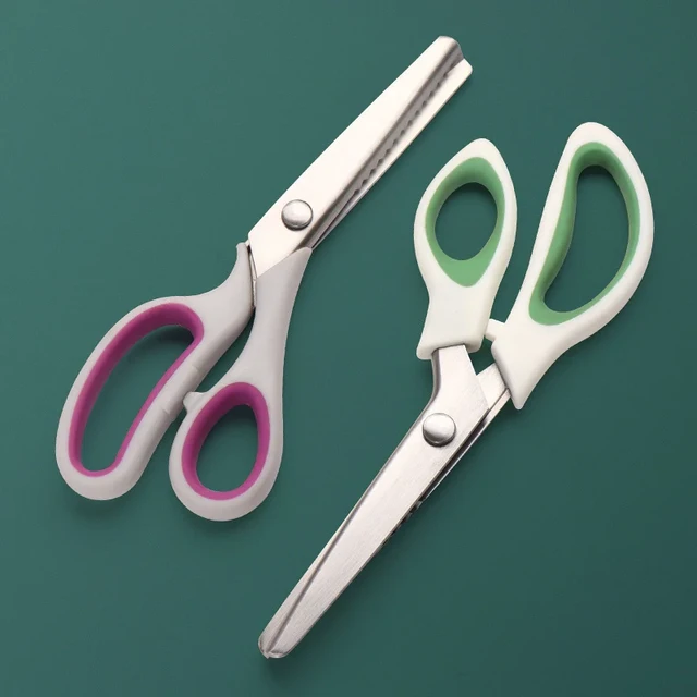 Zig Zag Scissors, Professional Pinking Shears, Different Size Serrated and  Scalloped Blades for Linings,Leather,Paper and Craft, Stainless Steel