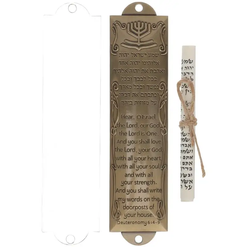 1 Set Metal Mezuzah Ornament Mezuzah Judaica Door Scroll Decor Vintage Plaque Adornment Alloy Mezuza Religious Gift