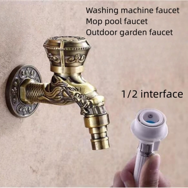 Outdoor faucet garden bibcocks water tap faucet zinc alloy wall mounted antique for garden washbasin decorative sink