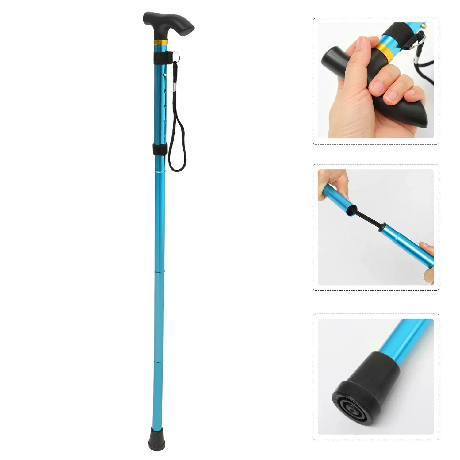 Collapsible Walking Cane Folding Stick Adjustable Aluminum Bastones Para Senderismo