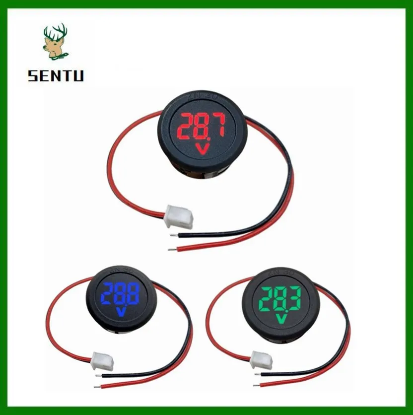 Dc 4-100V Led Display Digitale Rotondo Voltmetro A Due Fili Dc Digital Car Voltage Misuratore Di Corrente Volt Detector Tester Monitor Pannello