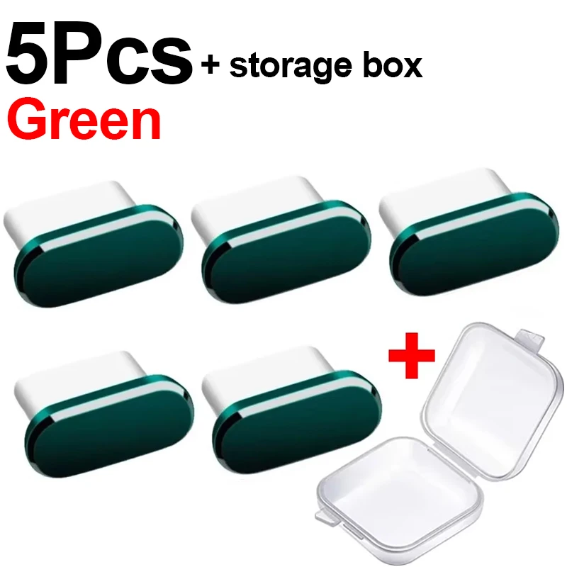 Set of 5 Premium Metal Dust Plugs for USB Type-C Charge Port Protection