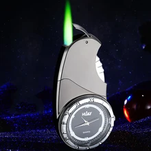 

Jet Green Flame Lighter Torch Turbo Inflated Gas Butane Lighter Windproof Cigar Cigarette Metal Luxurious Watch Gasoline Lighter