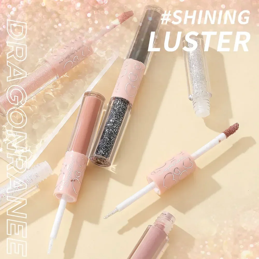 Matte Liquid Eyeshadow Shimmer Glitter Brighten Fine Glitter Low Saturation Double-headed Monochrome Nude Eyeshadow Beauty Tools
