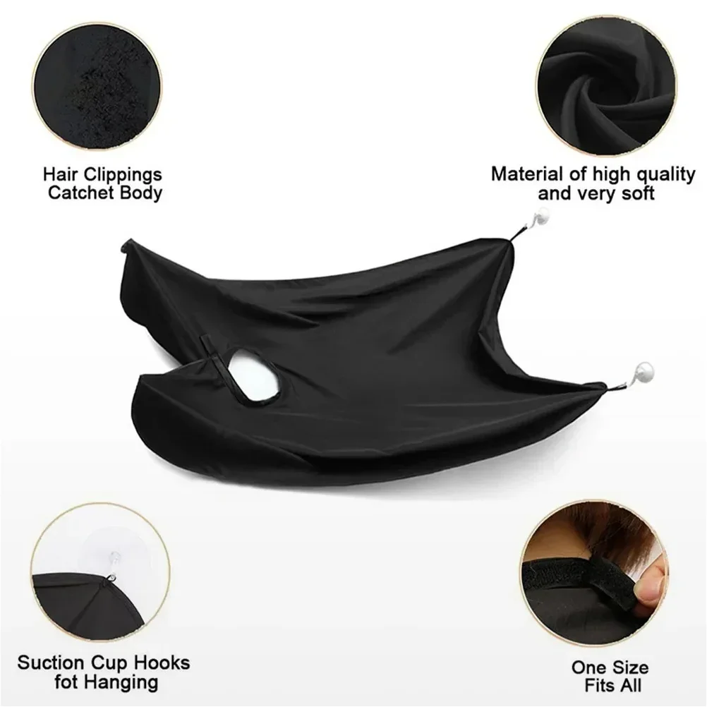 Barba Catcher Cape Bavaglino Specchio Ventosa Grembiule Rasatura dei capelli Barba Catcher Cura pulita Panno floreale impermeabile con due Suctio - immagine 5