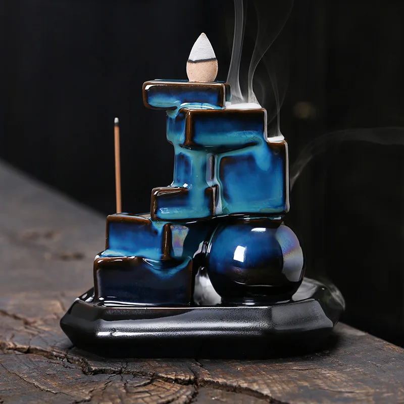 Creative Incense Burner Holder Ceramic Wine Jar Backflow Censer Smoke Waterfall Aroma Burner Decoration Home Decor Modern