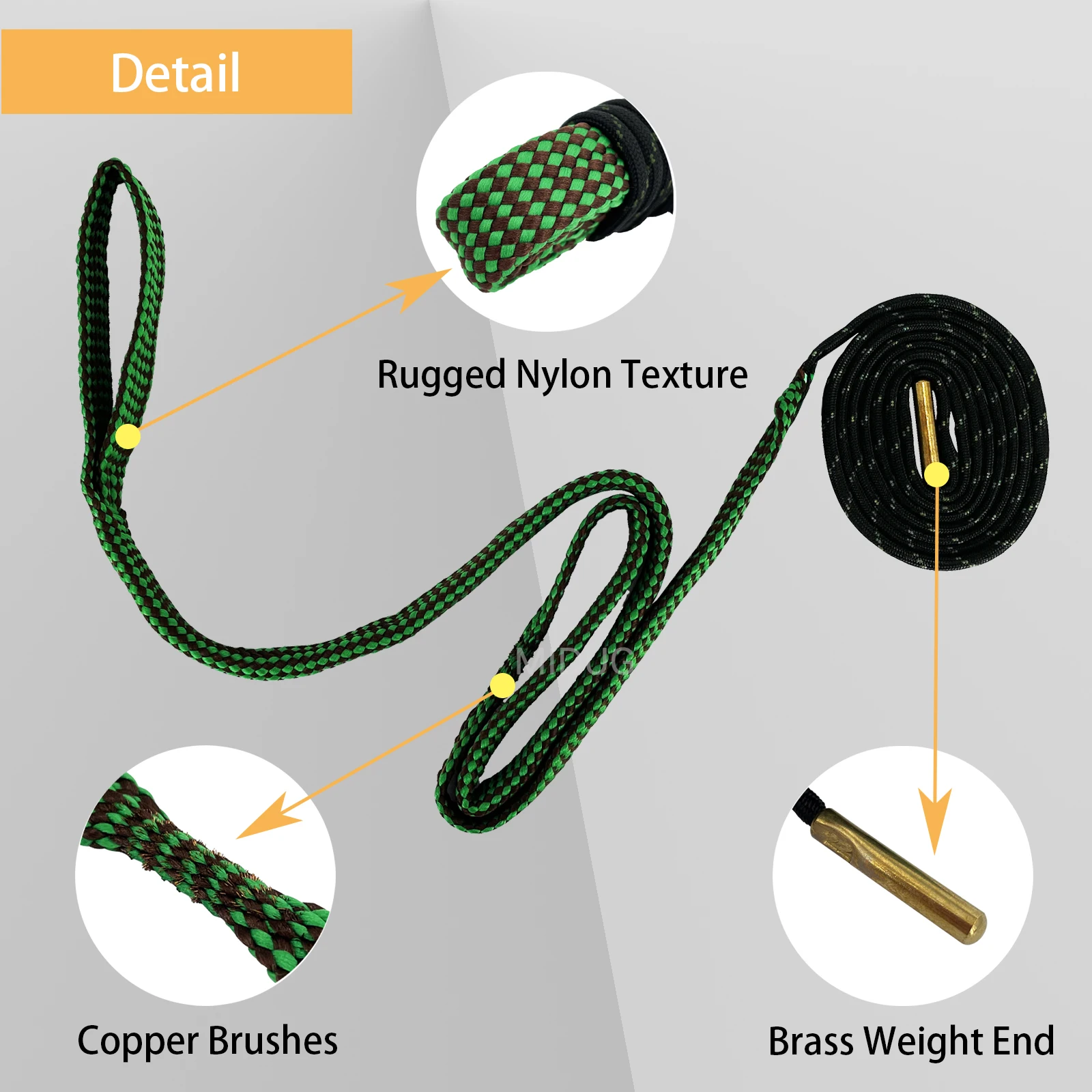Gun Cleaning Kit 12 GA Rifle Bore Clean Snake Barrel Bore Brush Rope for 9mm .22 .223 5.56mm .308 7.62mm .44 .45cal Pistol