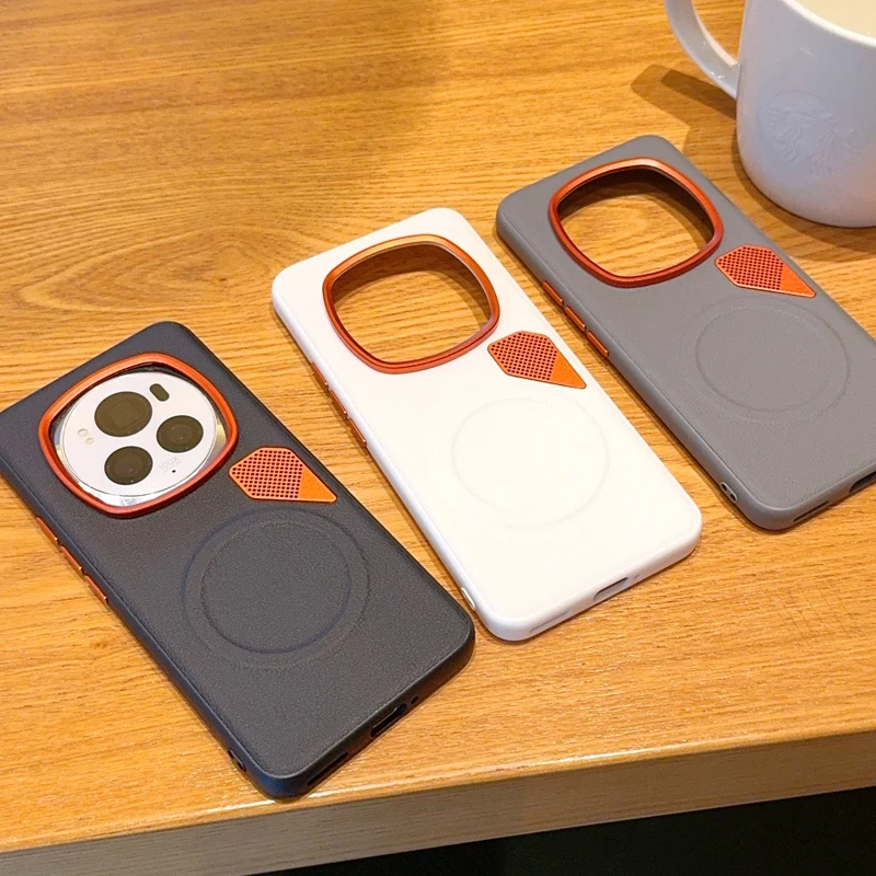 Enhanced Magnetic PU Leather & PC Heat Dissipation Case with Metal Camera Lens Protector