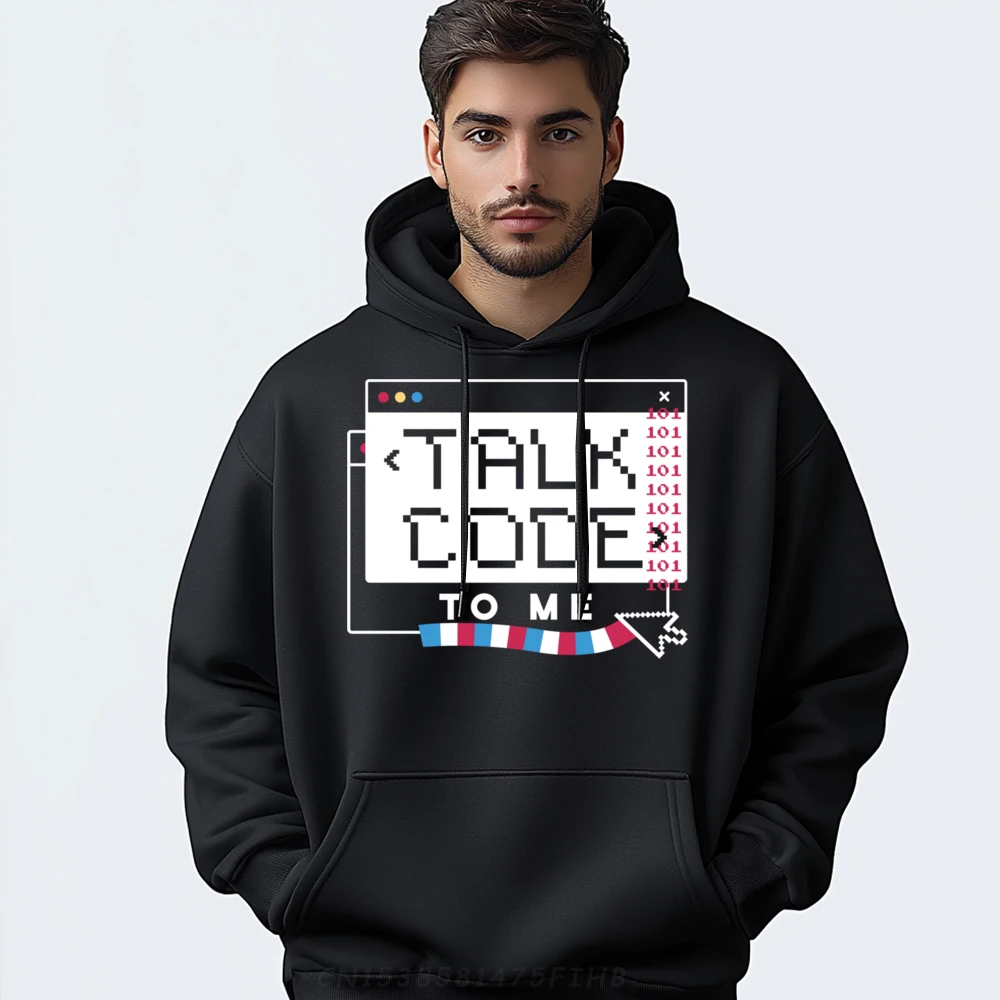 Hip Hop Mens Hoodies Crewneck long Sleeve Talk Code to Me Funny Sweatshirt Print Hoodies  Talk Code to Me Funny Computer Programmer IT Coding