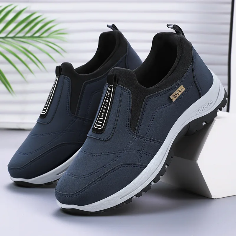 Scarpe da passeggio casual da uomo Scarpe da ginnastica ortopediche slip-on in finta pelle scamosciata per fare jogging Escursionismo Anziani Comodo design conciso - immagine 4