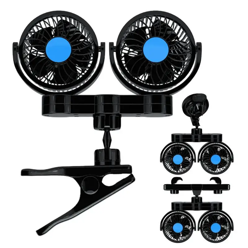 

Вентиляторы с клипсой для автомобиля, электрические вентиляторы с двойной головкой для охлаждения автомобильных сидений, с мощным потоком воздуха, для лодок, седанов, внедорожников, микроавтобусов