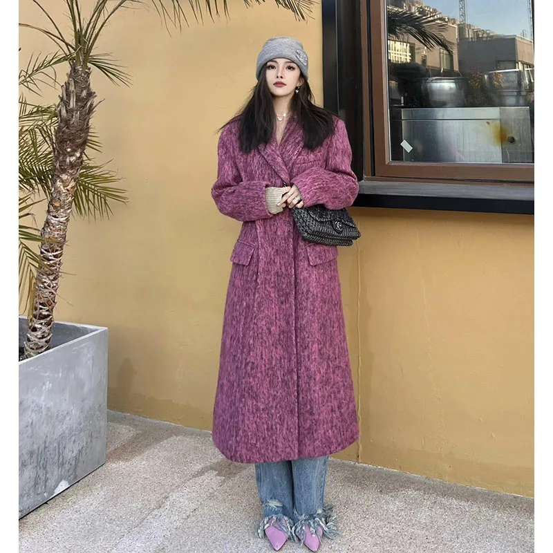 

French style small fragrant wind woolen coat for women's autumn and winter new high-end feeling loose and slim medium length