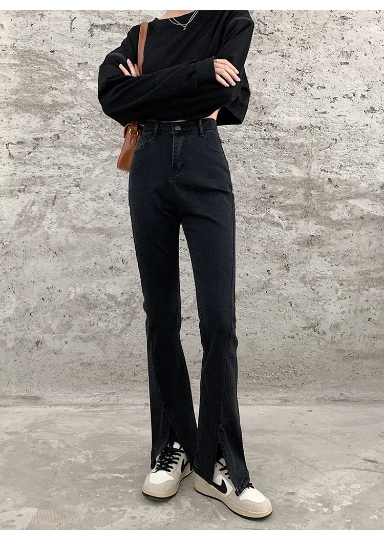 black mom jeans CGC 2022 New Spring Autumn Flared Jeans Women  Straight High Waist Jeans Casual Streetwear Slim Denim Pants Female Baggy Jeans brown jeans