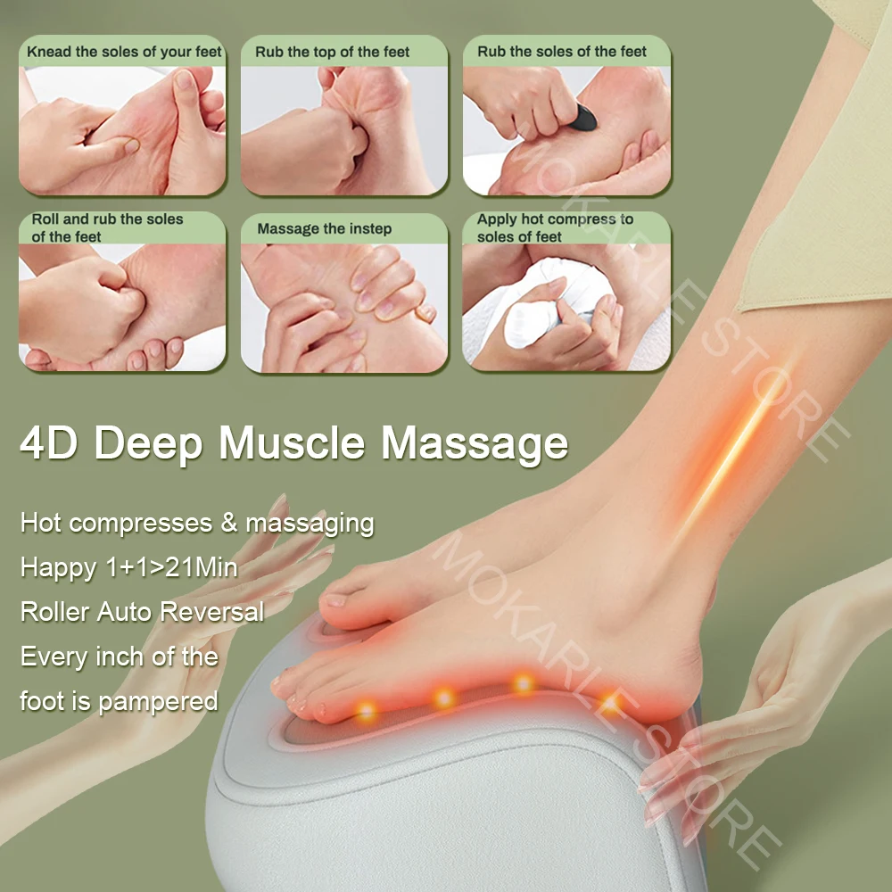 

Electric Feet Massager Pillow Hot Compress Foot Massage Machine Shiatsu Kneading Rolling Calf Leg Pain Relief Massager Device