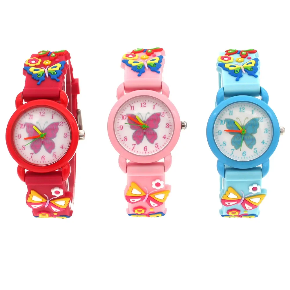 Colorful Butterfly Quartz Wristwatch for Girls - Fun and Vibrant Timepiece, Perfect Party Gift for Kids