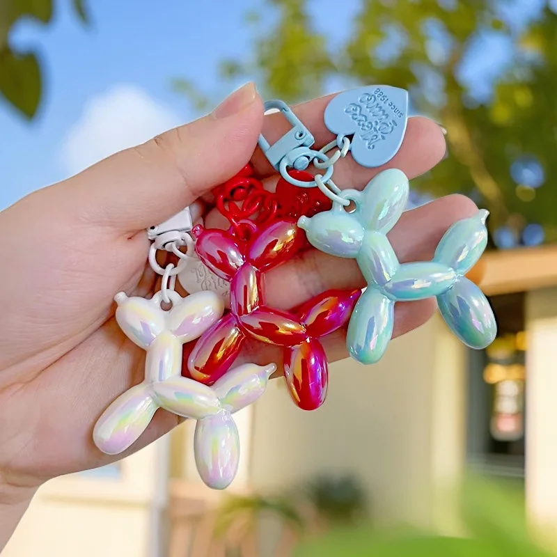 Acrylic Cartoon Balloon Dog Keychains Women Y2K Bag Pendant Couple Car Key Chains Jewelry Gift