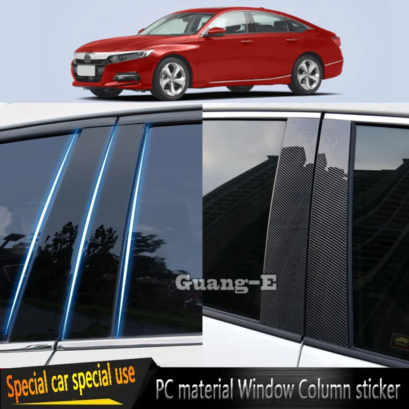 

For Honda Accord Sedan 10th 2018 2019 2020-2023 Car PC Material Pillar Post Cover Door Trim Window Molding Stickers Accessories