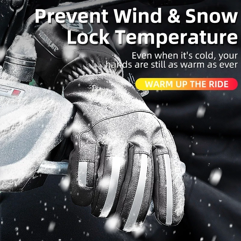 ROCKBROS Winter Ski Gloves Snowboard Gloves Snowmobile Motorcycle Riding Winter Gloves Windproof Waterproof Unisex Snow Gloves 2