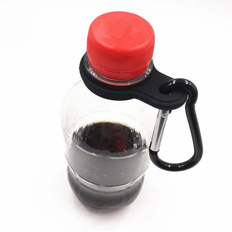 Water Bottle Holder 1/2PCS Aluminum Sports Kettle Buckle Outdoor Carabiner Water Bottle Holder Rubber Buckles Hook Camping Hiking Tool