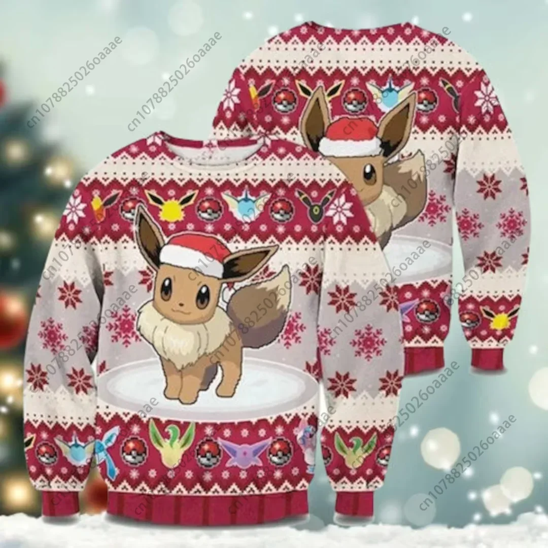 

Pokemon Eevee Ugly Christmas Sweater Anime Pikachu Christmas Sweater For Men Women Anime Pikachu Crew Neck Sweatshirt