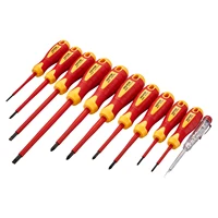 VEVOR Jeu de Tournevis Isolés 11PCs, Ensemble d'Outils Isolés pour Électriciens Professionnel 1000 V, avec Embouts Magnétiques et Testeur de Tension, pour Réparations Ménagères et Automobiles 1