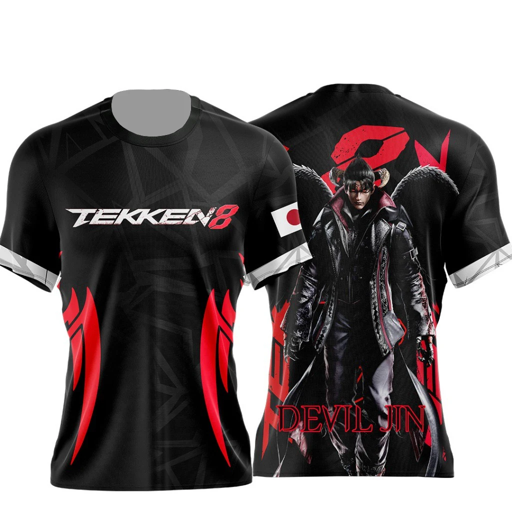 Bandai Tekken 8 Jin Kazama 3D Schnelltrocknendes T-Shirt für Männer, Frauen, Kinder, Sommer, Sport, Spiel, T-Shirt, Sommer, Outdoor, Familienkleidung – Detail 8