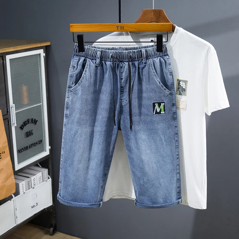 Large size denim shorts men's summer thin section trend casual outerwear 10XL 8XL 9XL points pants tide brand plus size shorts