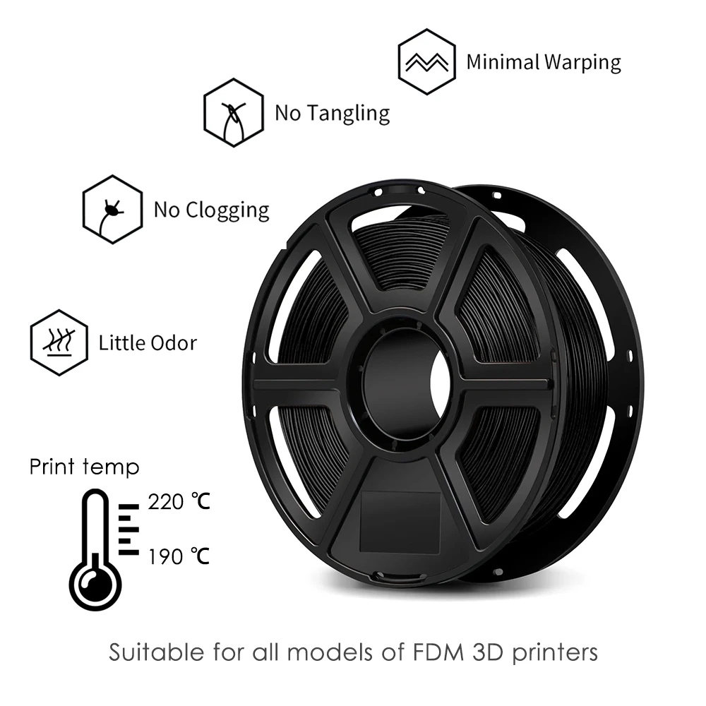 Flashforge-pla 3d Printer Filament Spool Plastic para Canetas 3d Material de Impressão Mudança de Cor Rainbow Preto Branco 175 mm 1kg - Imagem 5