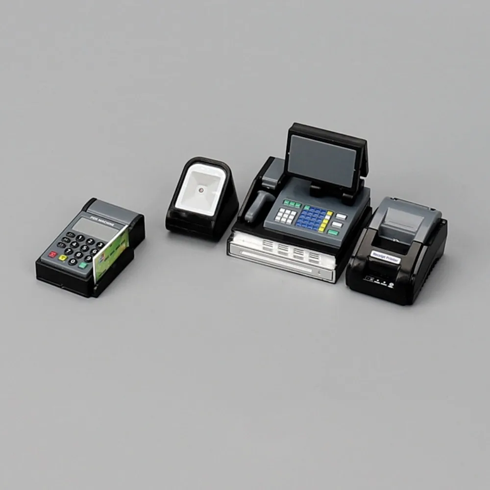Mini Doll House Cash Register DIY 1:6/1:12 Scale Miniature Cash Register Funny Black Gray Mini Supermarket Store Card Machine 3