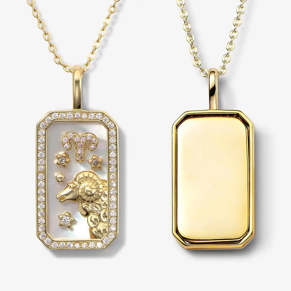 Stainless Steel White Shell 12 Constellation Necklace Statement Animal Sparkle Rhinestone Multicolour Zircon Choker Punk Jewelry