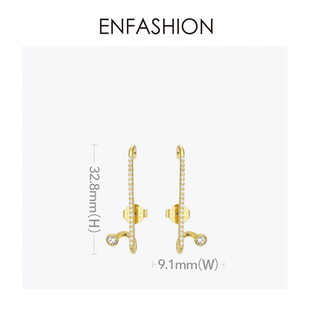 ENFASHION Punk Rhinestone Stud Earrings For Women Gold Color Statement Minimalist Earings Fashion Jewelry Pendientes EC191066